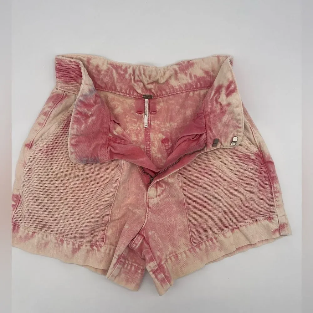 Free People Pink Acid Wash Shorts